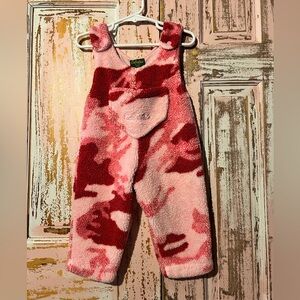 Cabela's Pink and Red Fleece Camouflage Kids Overalls